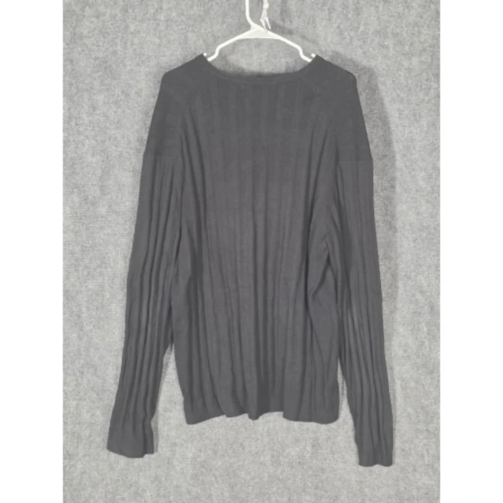 VTG Banana Republic Black V Neck Ribbed Long Sleeve Sweater Mens XXL Cotton Work